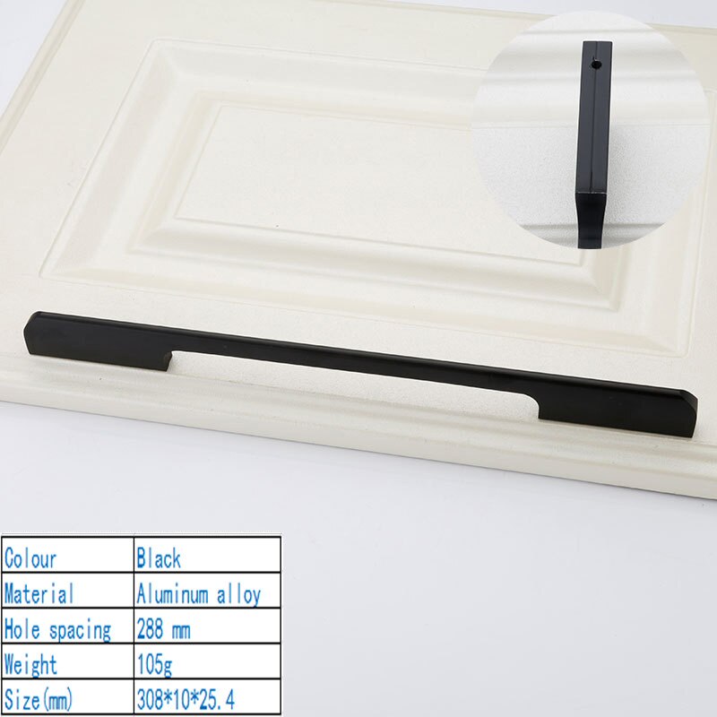 Pomos y tiradores de puerta minimalistas y modernos americanos, Tiradores para enfriador de vino, manijas de cocina, manijas para armario, manija para armario: Black 288