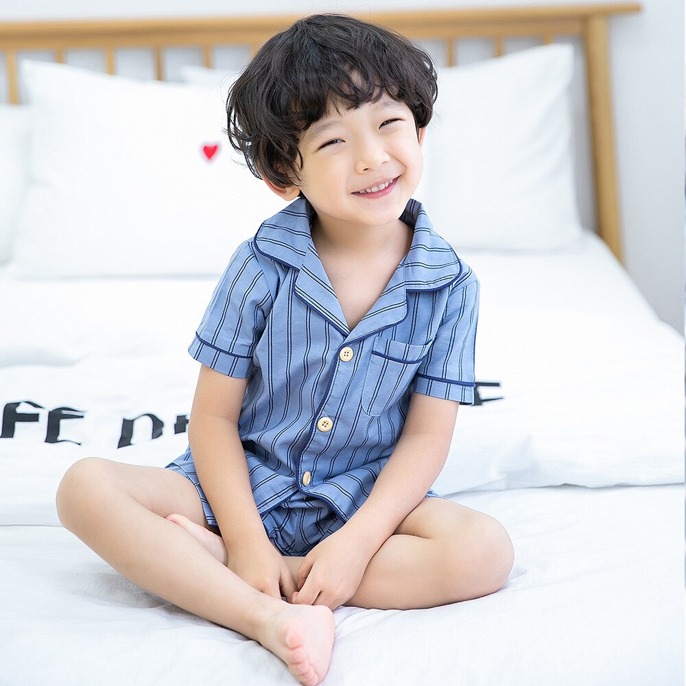 Børns pyjamas sommer børn hjemmetøj t-shirt + shorts børn pyjamas sæt drenge piger pyjamas baby nattøj 2 4 5 6 7 8 år