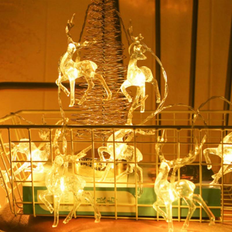 Led Sika Herten String Kerst Dag Elanden-Vormige Herten Decoratie Lantaarn Batterij Powerd Licht Strip Jaar Kerst Decoratie