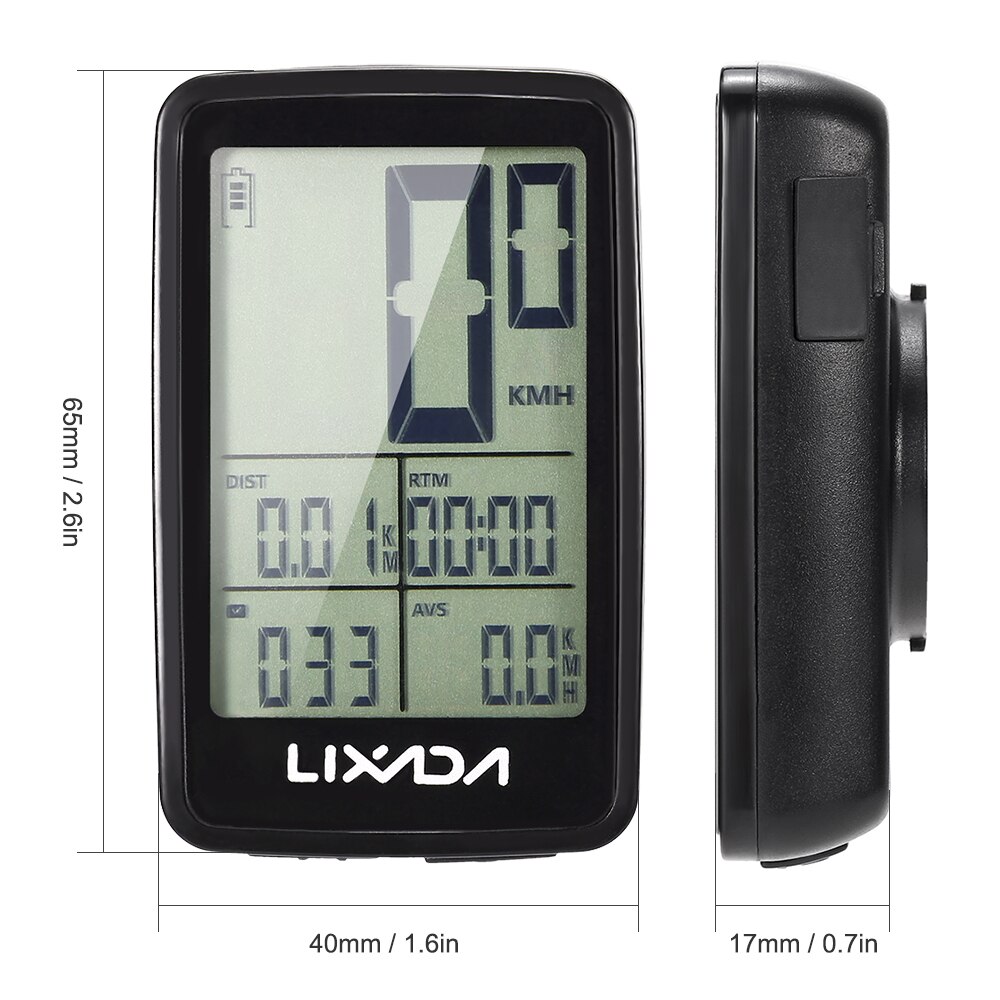 Lixada USB Rechargeable Wireless Bike Cycling Computer Bicycle Speedometer Odometer Stopwatch Speedometer Watch LED Digital Rate