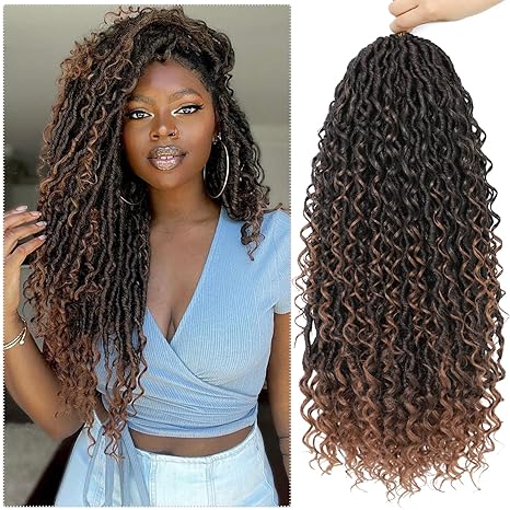 Diosa Locs Pelo de ganchillo Locs sintéticos River Locs Pelo de ganchillo con extremos rizados Diosa Faux Locs Pelo de ganchillo para mujeres negras: 1B/30HL / 24 pulgadas / 1 unids/lote