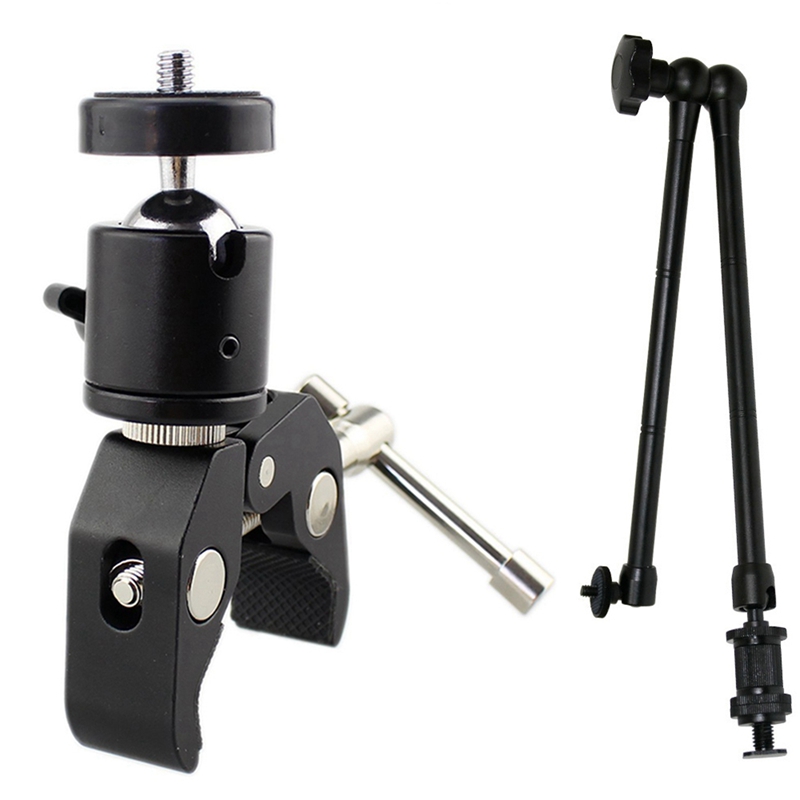 1 stück 20 -zoll-verstellbarer gelenkarm mit reibungsdämpfung & 1 stück dslr-kugelkopf-blitzschuhhalterung mit kugelgelenkklemme