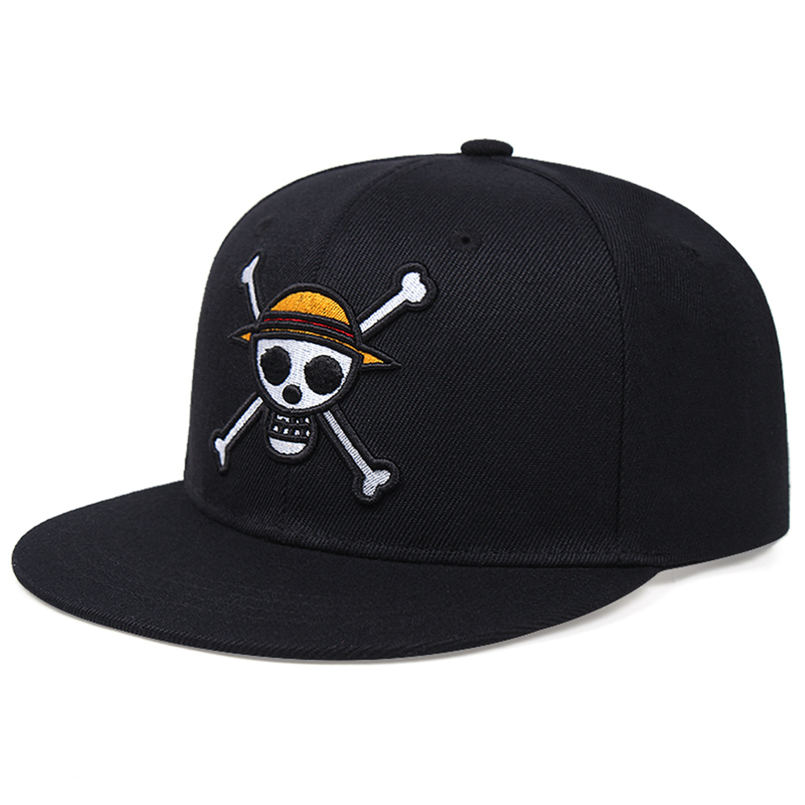 Anime chapeaux le chapeau de paille Pirates singe réglable Snapback casquettes de Baseball adulte décontracté chapeaux de soleil casquette Hip Hop: Black