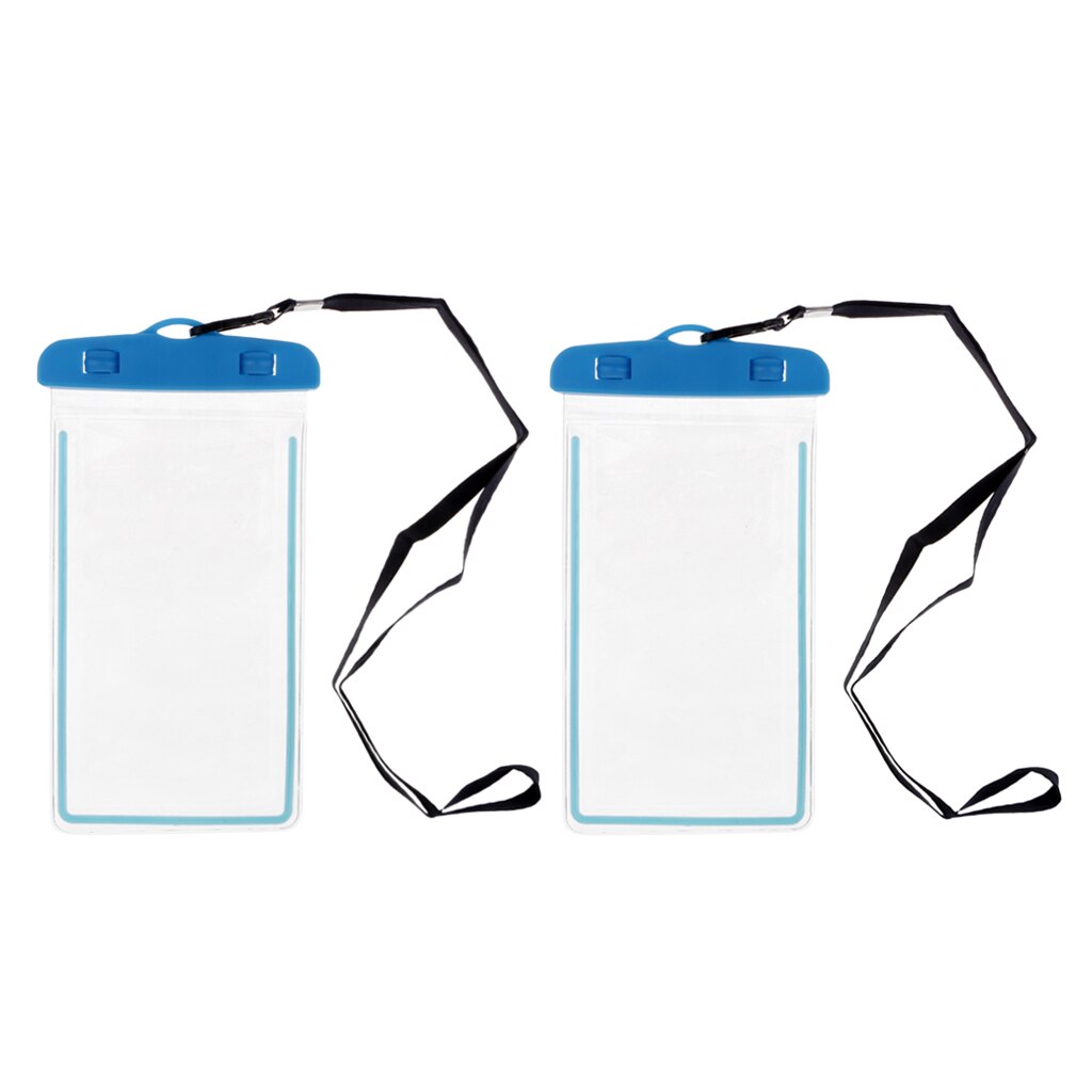 2 Onderwater Waterdichte Mobiele Telefoon Pouch Dry Bag Case Cover Touchscreen Blauw