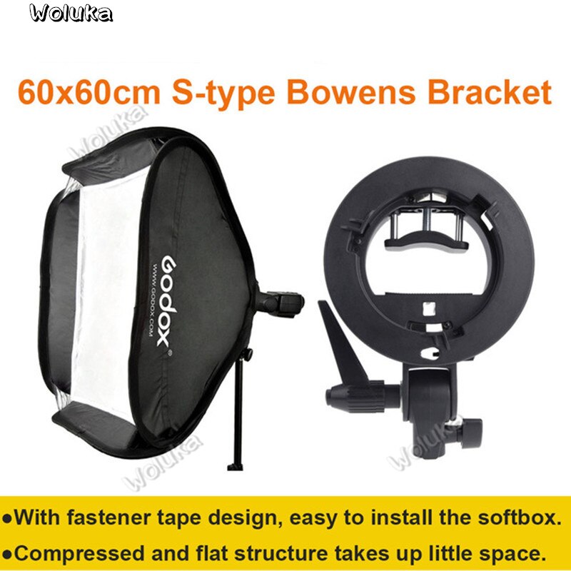 Godox studio fotoblixt softbox light kit 60 x 60cm / 24 "  * 24 " + s typ fäste bowens mount speedlite soft box  no00dg t03