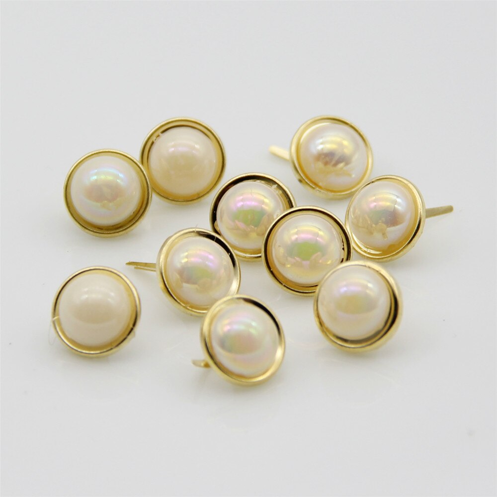 20pcs Big Colorful Pearl Brads Metal Gold Scrapbooking Embellishment Decor DIY Crafts Accessories Handmade Photo Album Fastener: Beige as photo