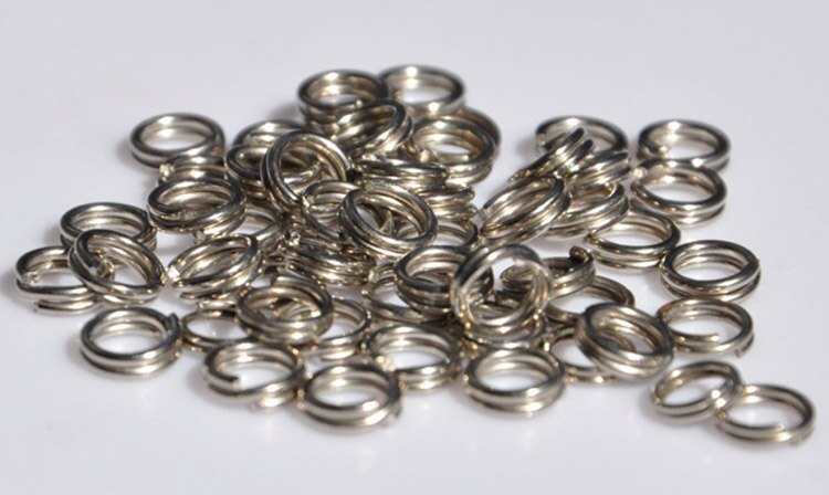 Anillos divididos de acero inoxidable para señuelos blancos, manivela de cebo duro, herramientas de pesca, 4mm, 5mm, 6mm, 7mm, 8mm, , 100 Uds.