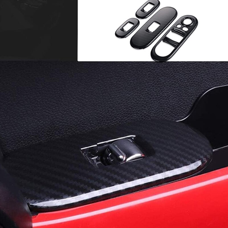 Auto Venster Lifter Schakelaar Controle Cober Case Shell Carbon Stickers Voor Mini Cooper S Jcw F55 F56 Hatchback