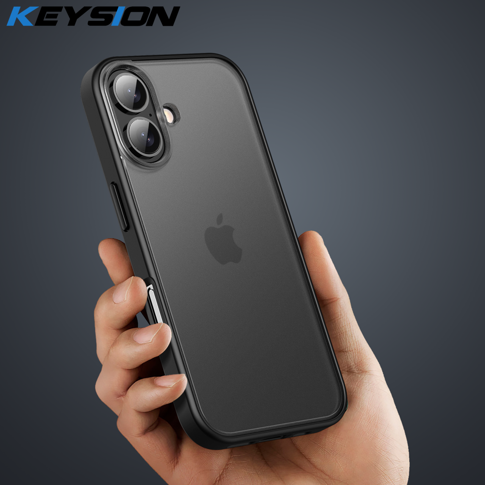 KEYSION Transparent Matte Case for iPhone 16 Plus Translucent Silicone+PC Shockproof Phone Back Cover for iPhone 15
