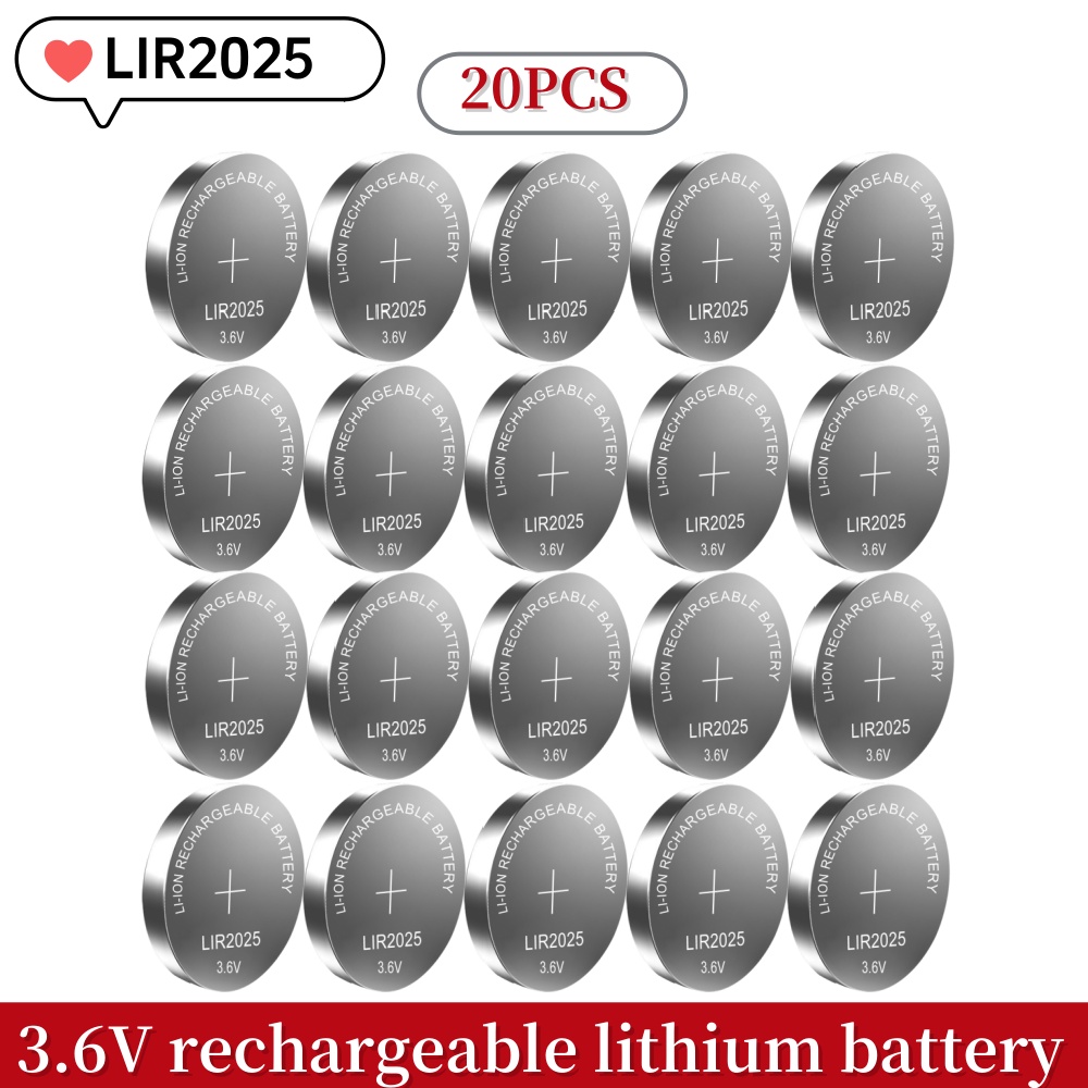 20 peças lir2032 lir2016 lir2025 lir2430 lir2450 lir1632 3.6v bateria de lítio recarregável substitui cr2032 2016 2025 2430 2450: Dourado