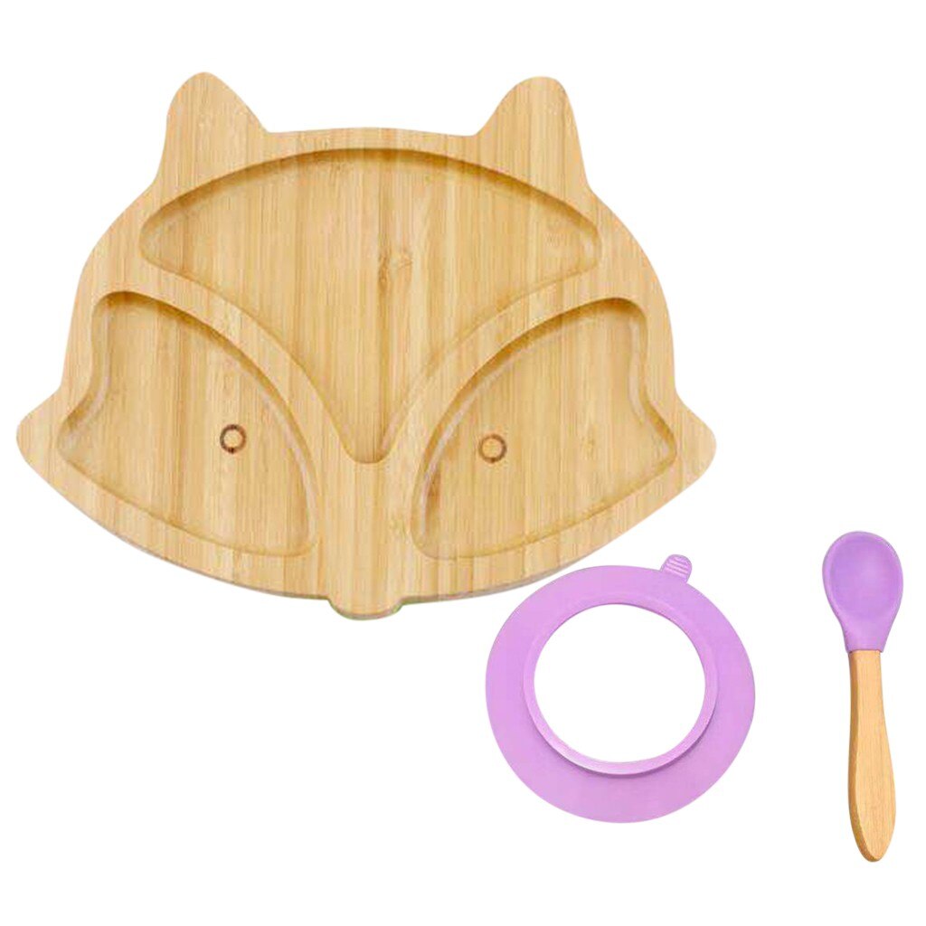 40 # bébé enfant en bas âge bambou mouton plaque Silicone aspiration alimentation bol ventouse cuillère ensemble renard bol vaisselle cuisine outils
