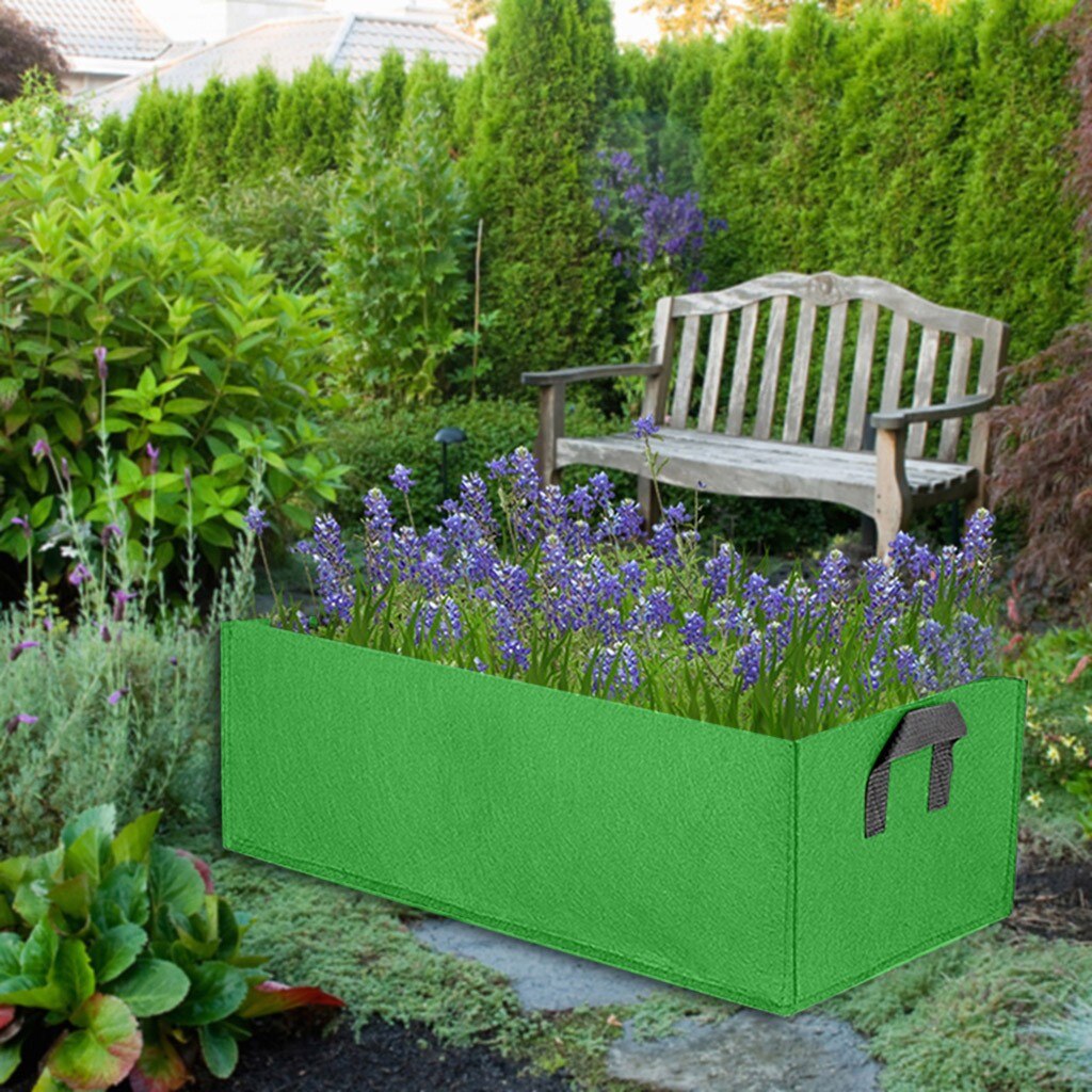 Stof Verhoogd Tuin Bed Rechthoek Ademend Aanplant Container Grow Bag Teelt Zak Planten Emmer Zaailing Bag #30: Green 