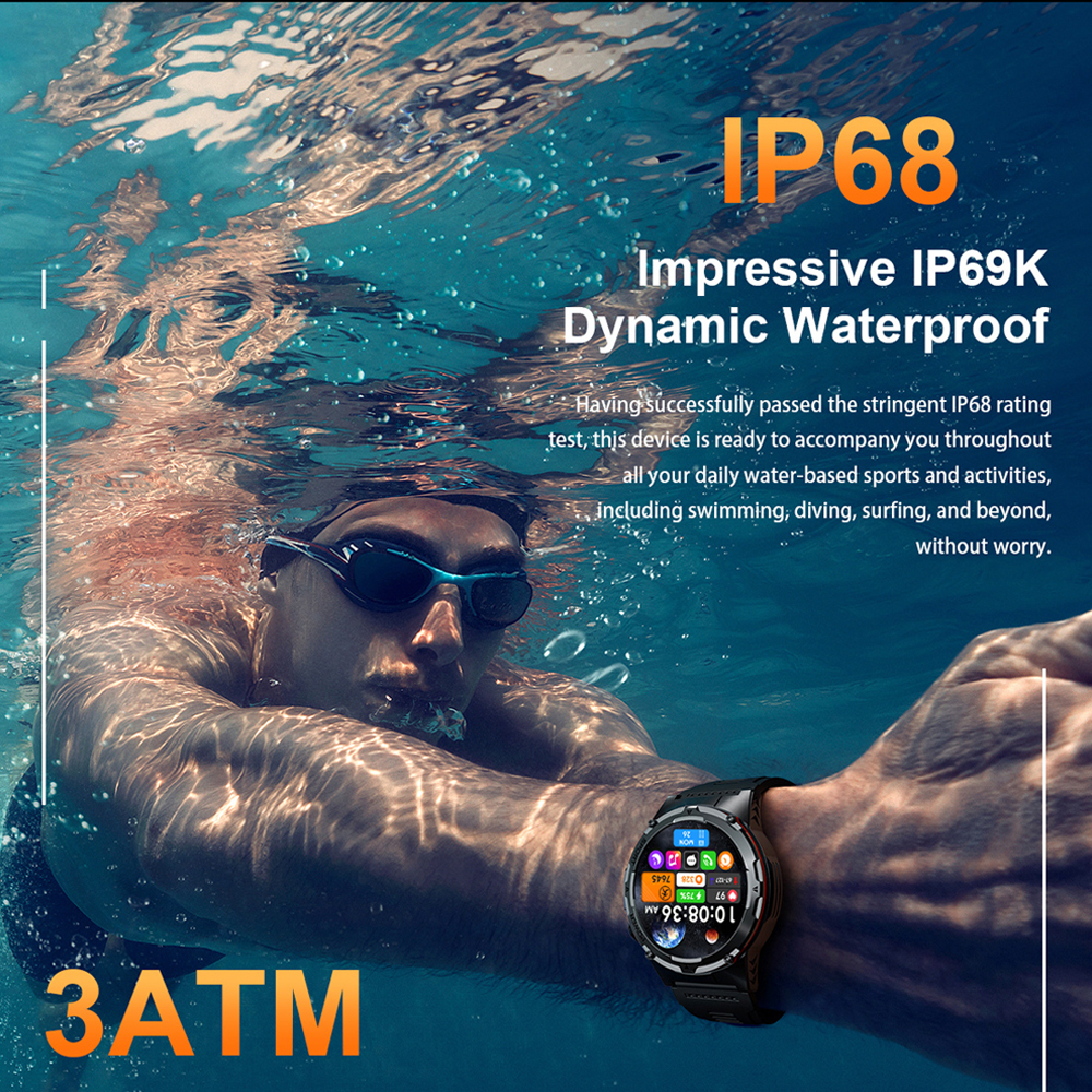 2025 novo relógio inteligente militar masculino ip68 à prova dip68 água esportes ao ar livre rastreador de fitness monitor saúde bt chamada 365nm uv + infravermelho