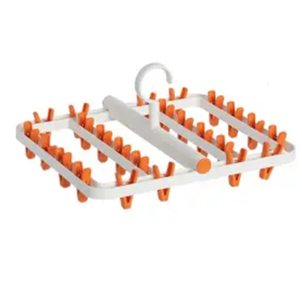 Crochet de cintre à clips multiples, rotation automatique, pour vêtements et chaussettes, crochet multifonction, pliable: Orange