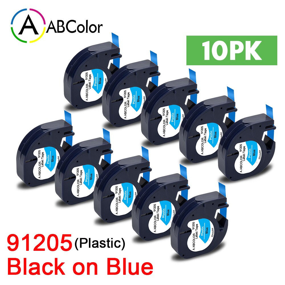 10PK 91201 91202 12267 etykiety dla Dymo LetraTag 12mm 91222 91332 taśma z etykietami 91200 91203 dla Dymo LetraTag LT-100H drukarka do etykiet: 10PK Plastic Blue