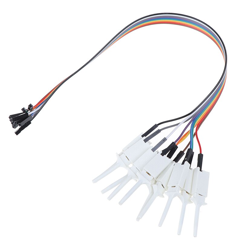 10pcs High Efficiency Test Hook Clip 300mm Logic Analyzer Cable Gripper Probe Test Clamp Kit Yellow/Red/Black/Green: White