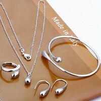 Mode-sieraden Set-S180/Grote Verkoop Zilver Water Armbanden Kettingen Ringen Oorbellen voor Vrouwen