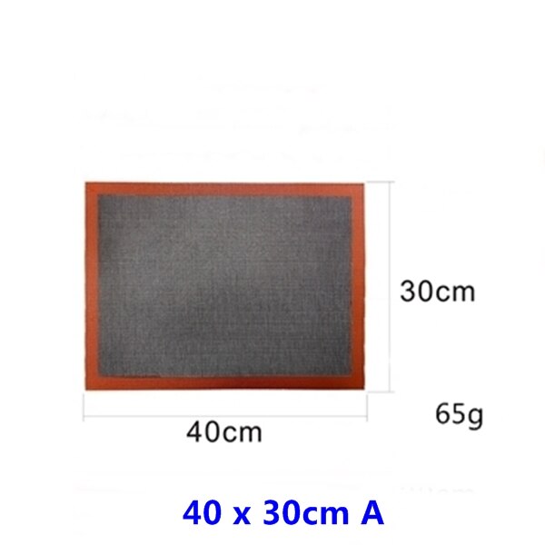 Non-stick silikone bagemåtte form kiks måtter høj temperatur åndbar glasfiber pande brød bagning kage dekorationsværktøj: 40 x 30cm a