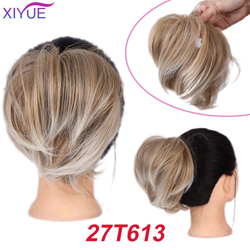 Women's Curly Chignon With Elastic Rubber Band Synthetic Scrunchie Wrap Hair Messy Bun Hairpieces On Messy Bun Ponytails: Q20-27T613