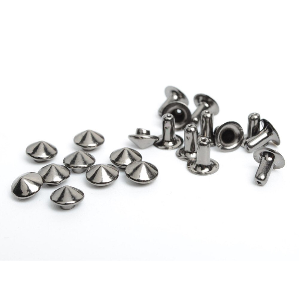 Juego de remaches rápidos de seta de Metal negro, tachuelas, punta de clavícula, pulsera Artesanal de cuero, costura de ropa, bolso cinturón, suministros Punk, 100