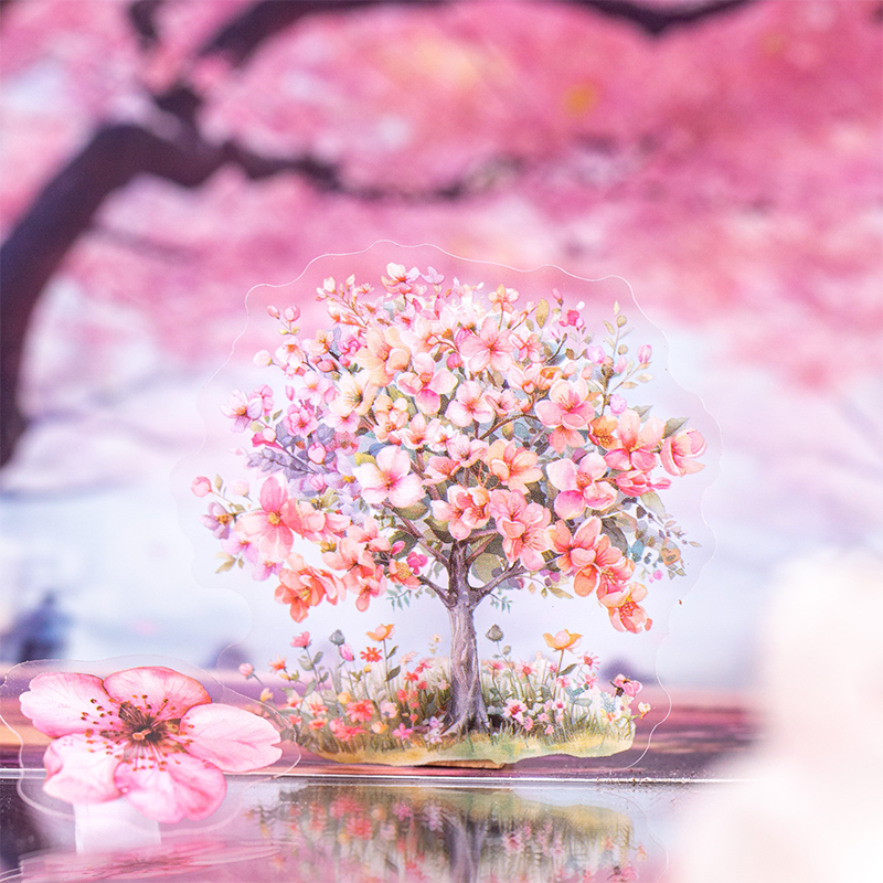 Journal GO 50 Uds. Pegatina de paisaje de árbol de las cuatro estaciones, Material de álbum de recortes, Collage, marco de fotos DIY, tarjeta, diario, calcomanías diy