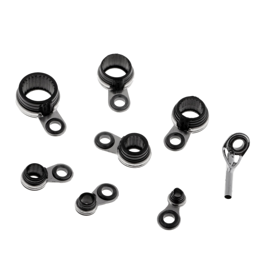 8 Pieces Fishing Rod Guides Stainless Steel Fishing Rod Eyes Ring Raft Line Ring Rod DIY Fishing Rod Building Repairing Part