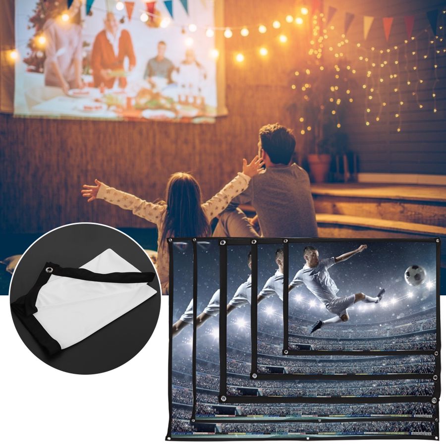 4:3 Thickened 100% Polyester Portable Foldable White Soft Projector Screen Curtain Projector Screen