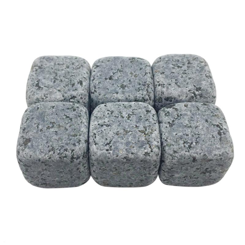 6pcs/Set Natural Whiskey Stones Set Sipping Ice Mold Whiskey-Stones Whisky Rock Cooler Party Wedding Barware Bar Tool: Dark Grey