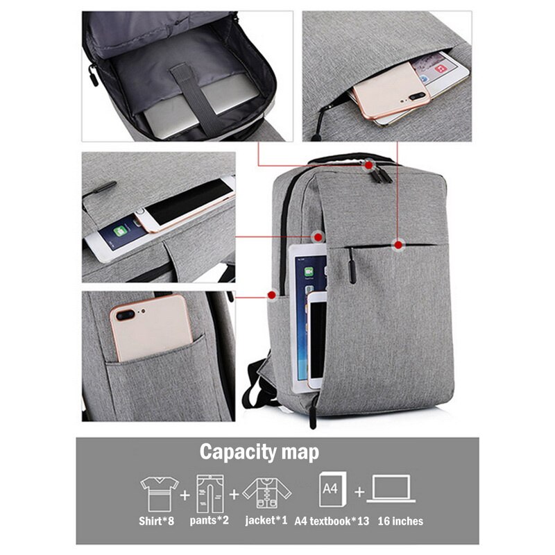 Mochila antirrobo para ordenador portátil de pulgadas para hombre, morral escolar con Usb, mochila de viaje para ocio, novedad de 15,6