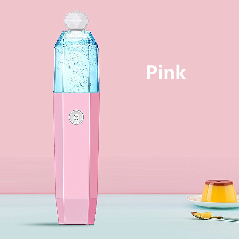 1Pc Usb Oplaadbare Luchtbevochtiger Air Diffuser Handheld Ultrasone Mini Luchtbevochtiger Draagbare Stoom Gezicht Luchtbevochtiger Voor Thuis Auto: Pink