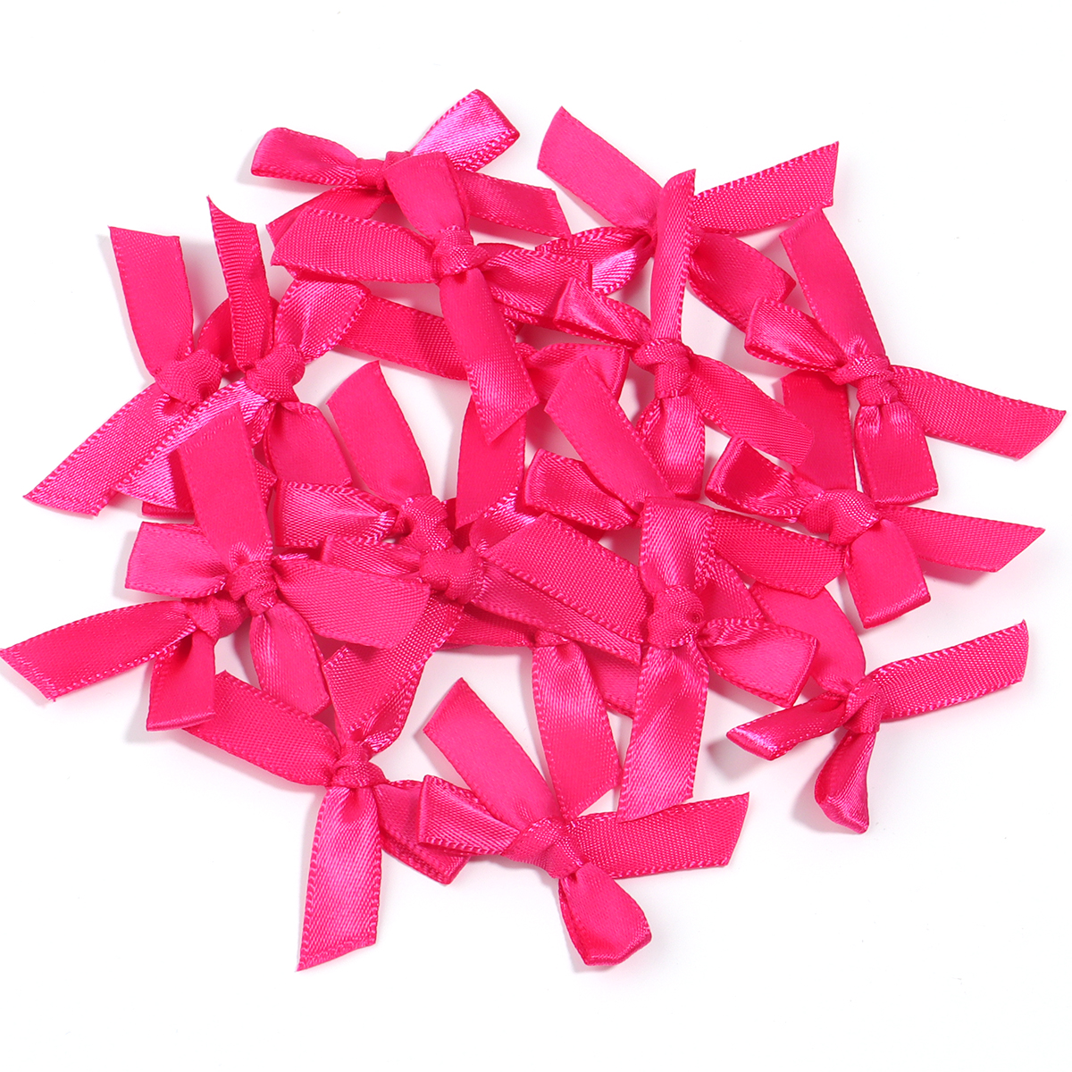 Nœuds de ruban rose frais 4x3.5cm, 50 pièces/lot, petite taille, nœud de ruban en Satin, décoration artisanale de fleurs, travail manuel, décoration de fête DIY