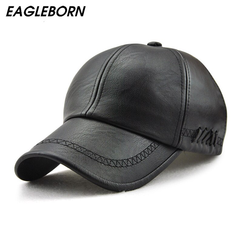 EAGLEBORN Neue herbst winter männer leder hut Kappe casual moto snapback hut männer baseball kappe