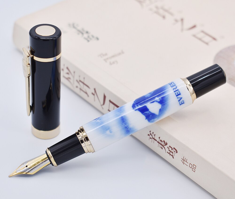 Jinhao Fountain Pen Mount Everest Painting Big Size Classical Medium Nib Writing Pen Business Office Home School Supplies