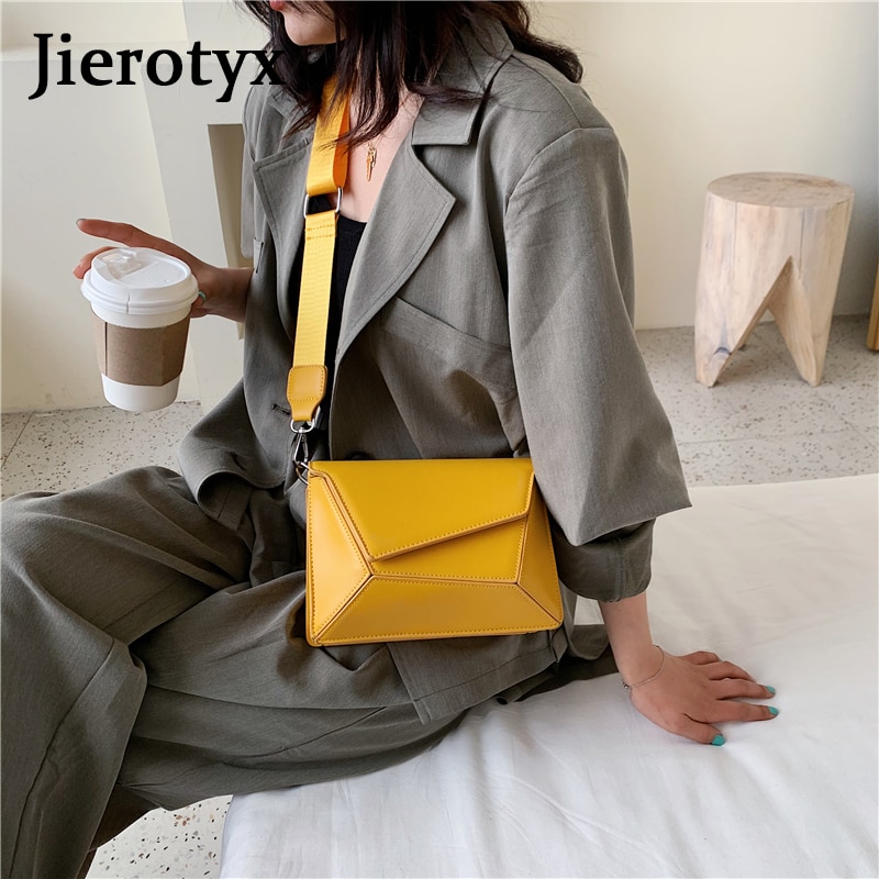 JIEROTYX Luxury Brand Square Women Crossbody Bag Leather Irregular Geometric Bag Casual Female Shoulder Bag