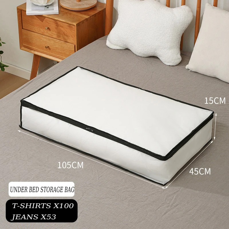 Underbed Storage Bag Foldable Quilt Bag Wardrobe Clothes Storage Box Dustproof Organizer Large Capacity Quilt Storage Bag: XL / Chocolate