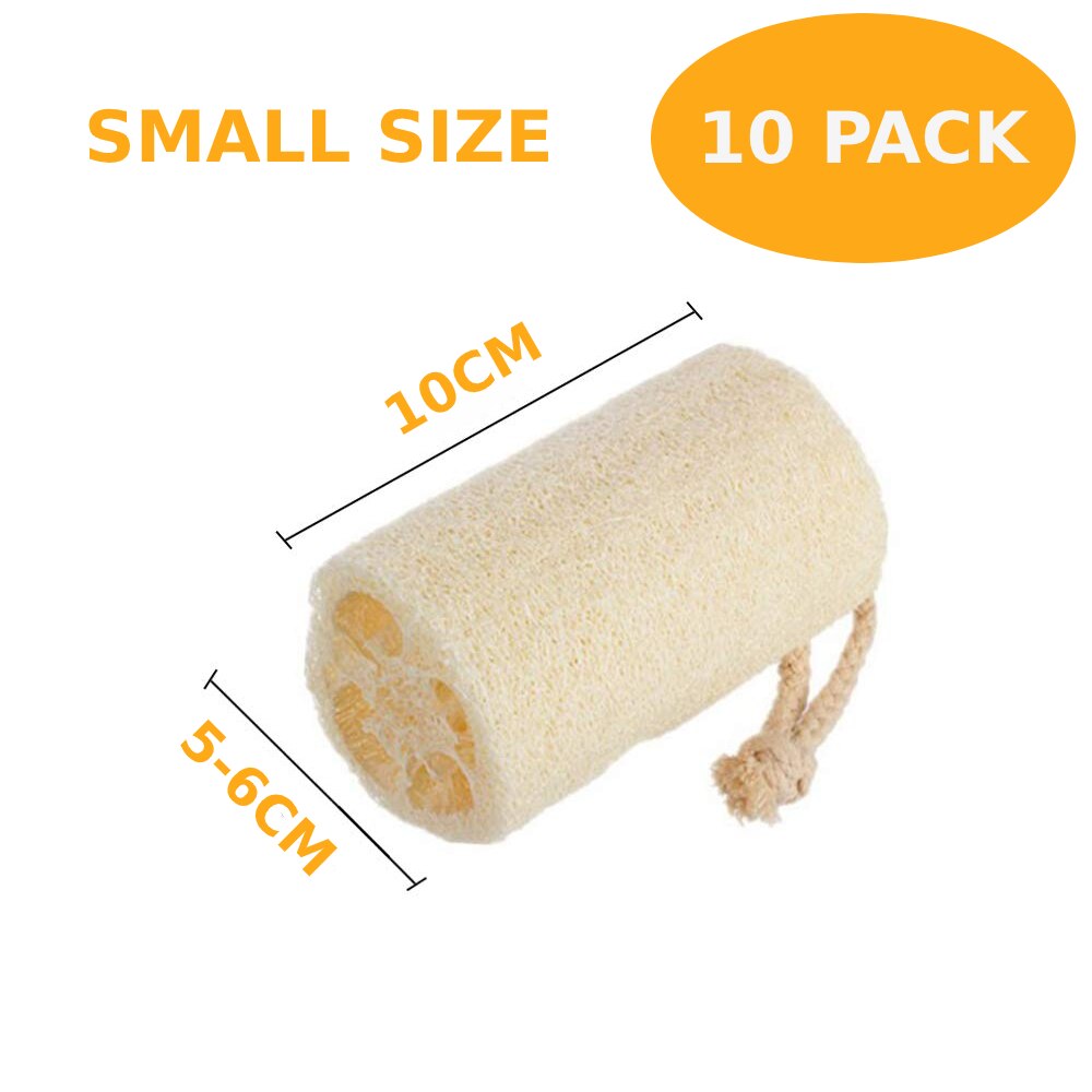 100% Natuurlijke Loofah Organische Douche Loofah Spa Exfoliërende Bad Body Scrubber Voor Verwijderen Dode Huid, Geen Bleken Milieuvriendelijk: Small Size 10 PACK