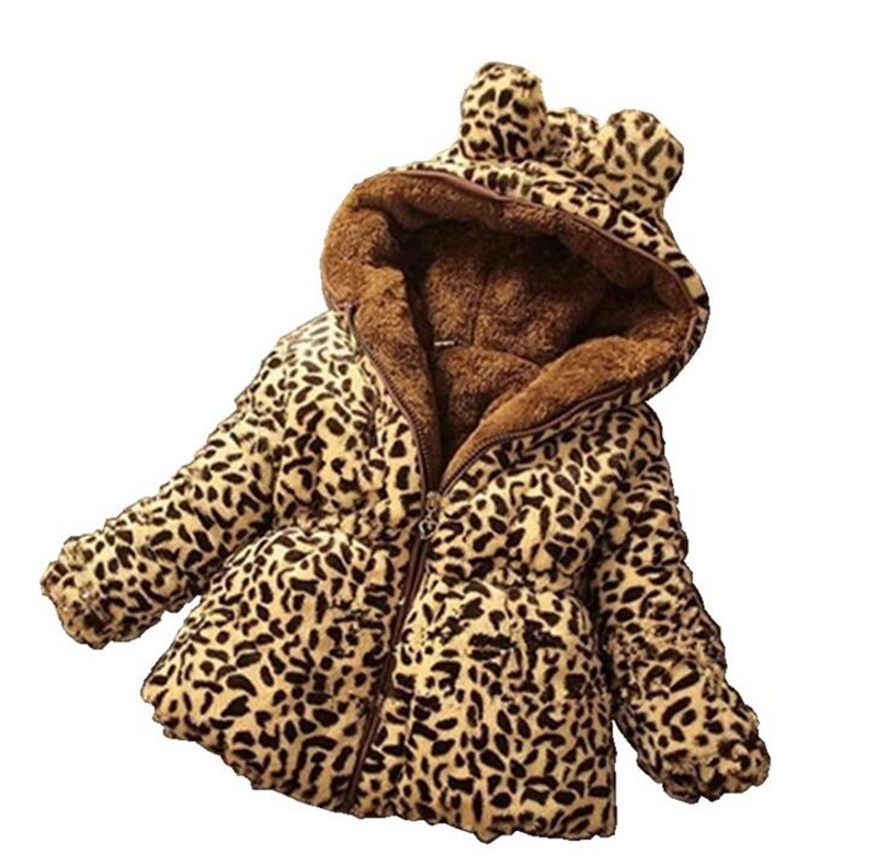 Croal cherie varm tykkere vinterfrakke til teenagepiger leopard fleece fløjl børn piger vinterjakke børn tøj: 9m