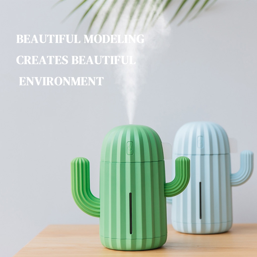 Humidificador de aire para el hogar y la Oficina, minidifusor de aire con de Cactus, alimentado por USB, 340ml, Humidificador LED, versión USB