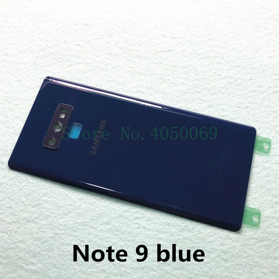 Samsung galaxy note 9 n960 sm-n960f note 8 n950 sm-n950f glass bak batterihus reparasjonsdeksel bakdør koffert erstatning: Note 9 blå
