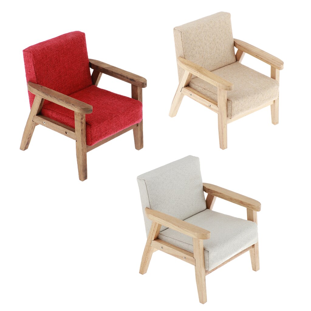 Dollhouse Furniture 1/6 Scale Miniature Armchair Toys for Dolls House Living Room Bedroom Decor - Red/Yellow/White Optional
