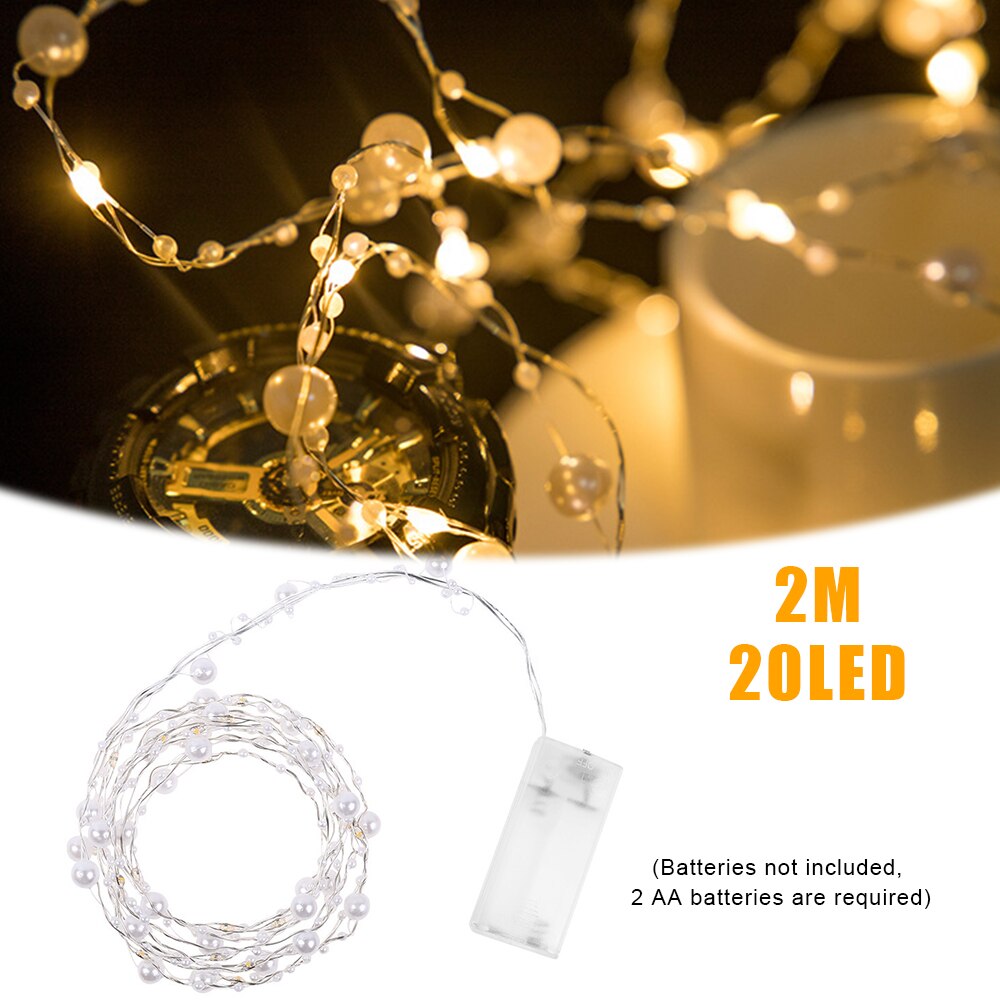 String Lights Battery Operated Pearl Led Koperdraad String Lights Pearlized Fairy Lights Voor Bruiloft Thuis Party Christmas Decor: 2m20led