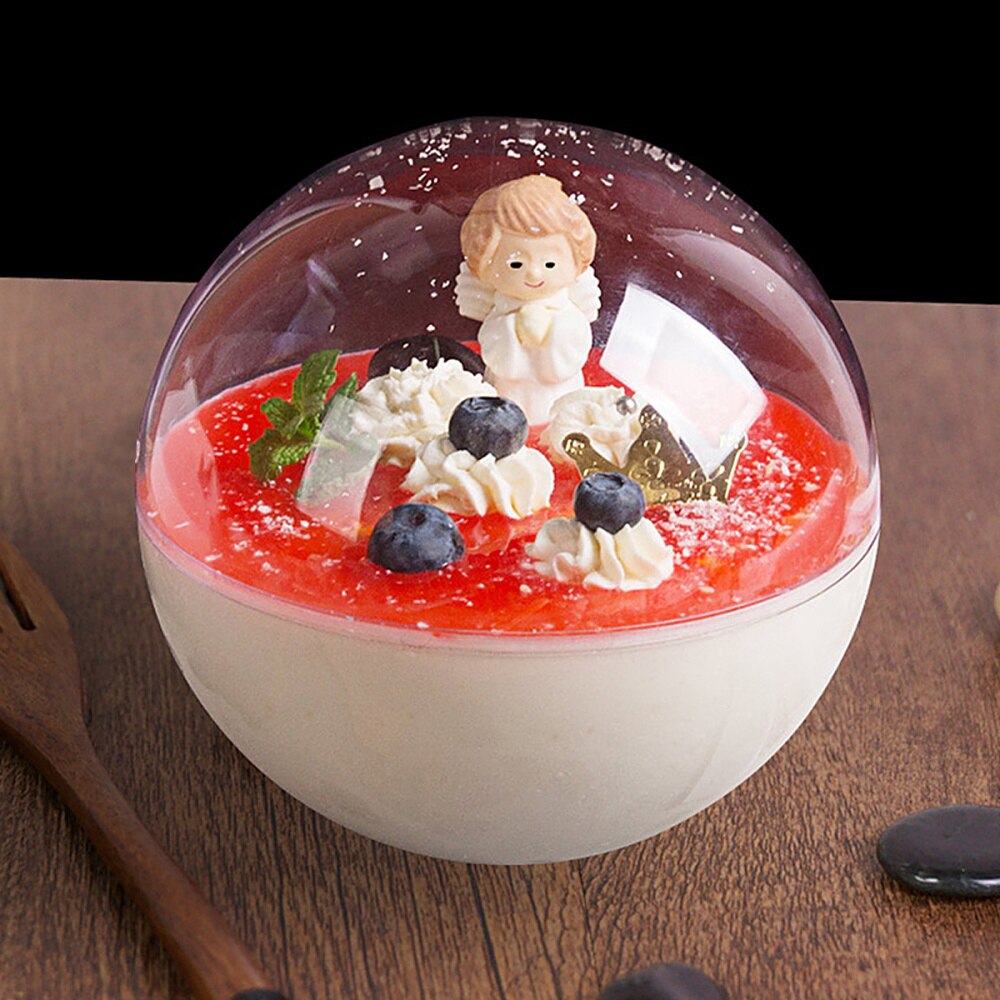 10 sztuk przezroczysty pojemnik na ciasto kształt pojemnik na ciasto przenośny mus okrągła robić ciasta pojemnik na ciasto (350ml styl)