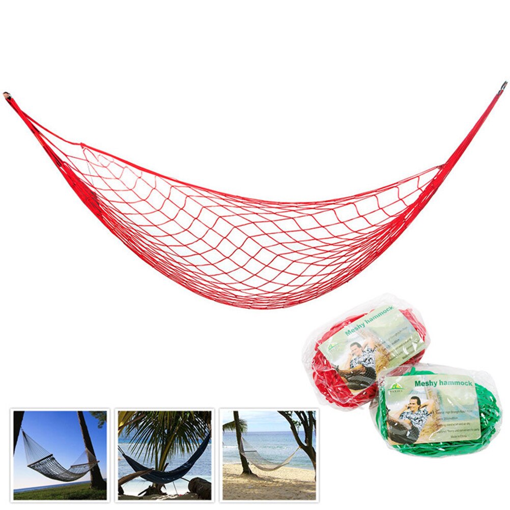 Hangmat van gaasachtig nylon touw, buitenkampeerhangmat, tuinschommelhangmat, kampeerhangstoel (rood + touw)