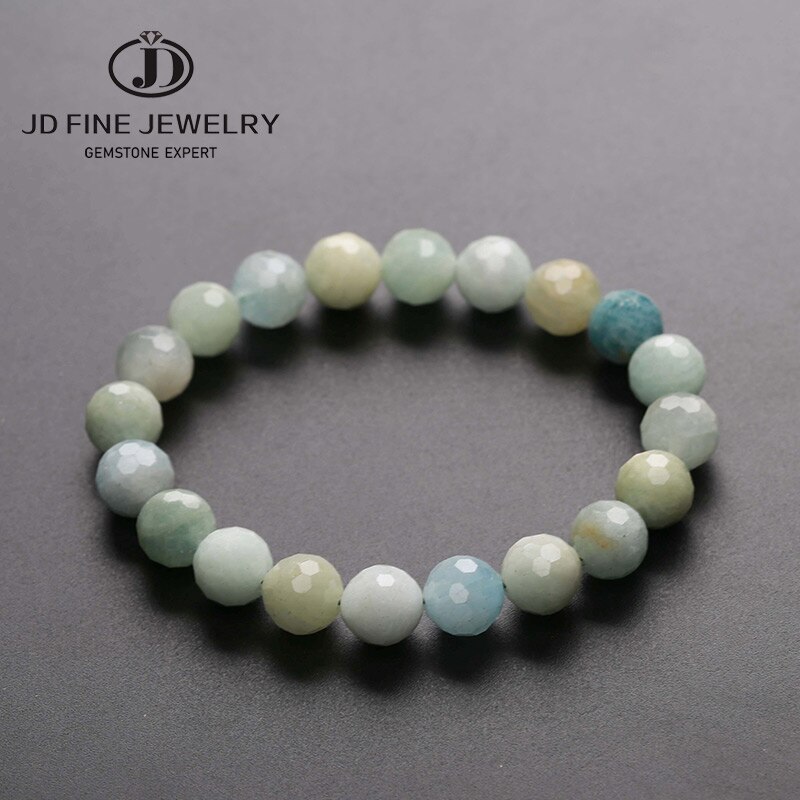 JD-pulsera de Aguamarina de sueño Natural, brazalete de cristal de un solo círculo, joyería de cuentas de 6/8/10mm, pulsera de Yoga de cristal informal romántica