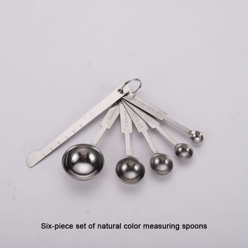304 stainless steel kitchen measuring tool five-piece modern rose gold baking stainless steel measuring cup measuring spoon set: J