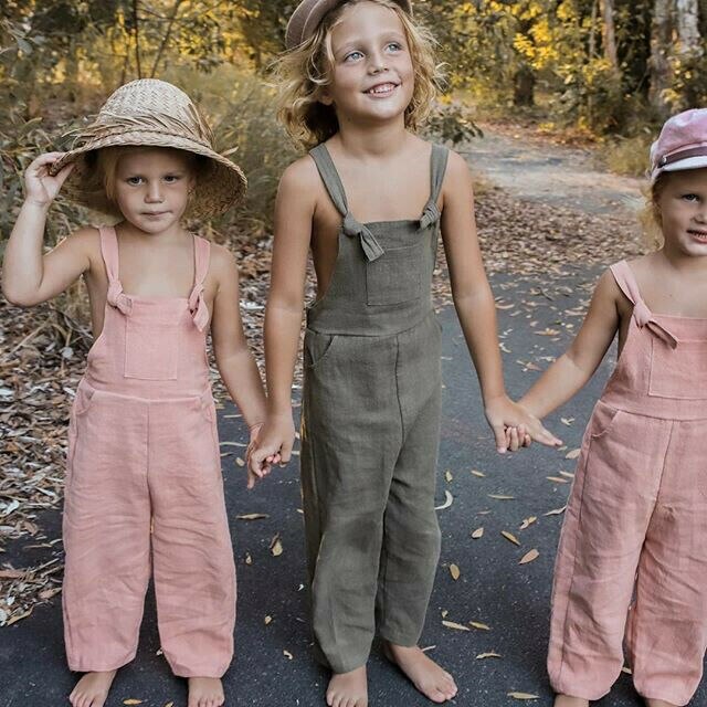 Pudcoco Baby Mädchen Kleidung Baumwolle Leinen Gesamt Lätzchen Lange Hosen Kleinkind freundlicher Sommer Overall Outfits 1-6Y