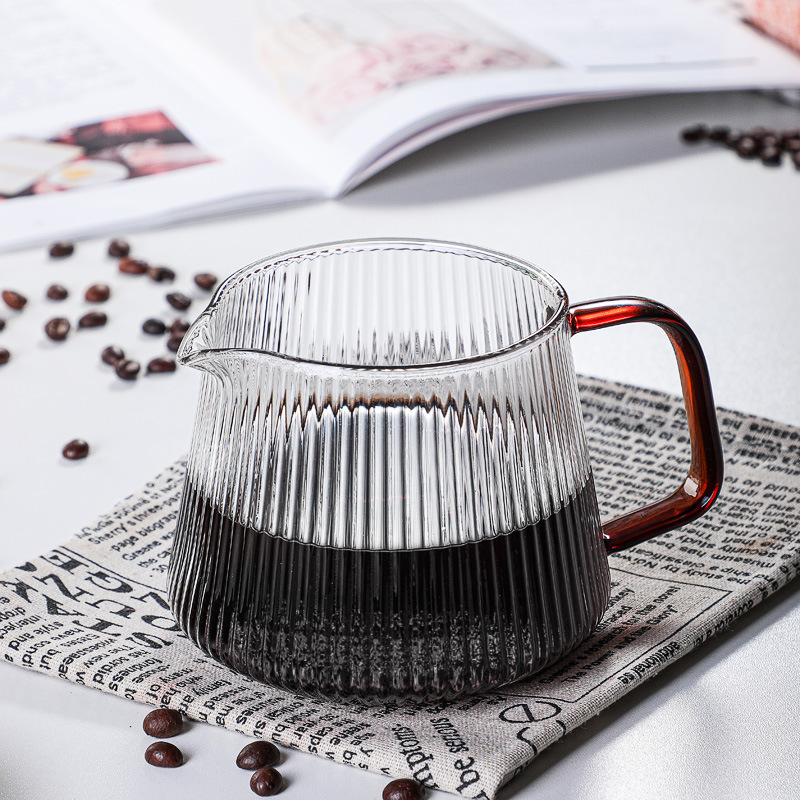 Vertical Pattern Glass Cafeteira Drip Coffee Maker Factory Stock Glass Sharing Pot V60 Set Supporting Coffee Tools