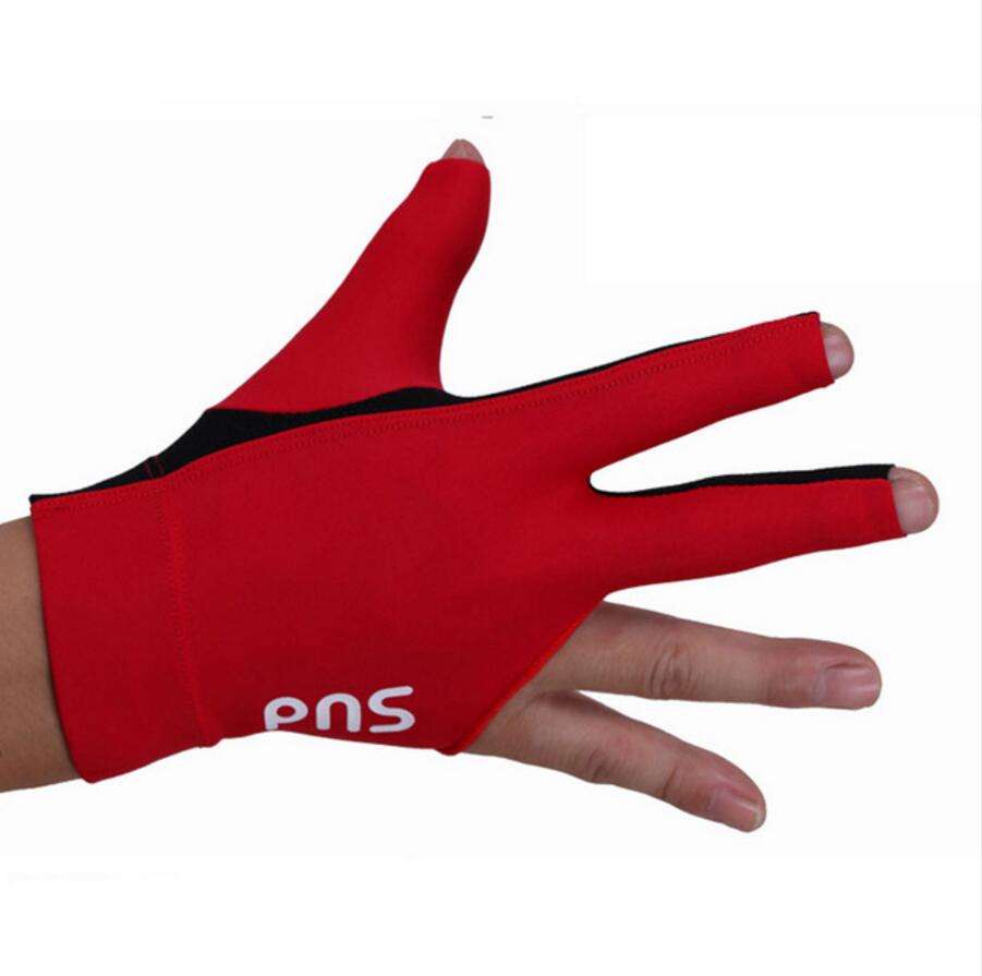 PNS – gants de billard professionnels et durables, accessoire de billard, de billard, de Snooker, de droitier et de gaucher, à trois doigts: Red Right