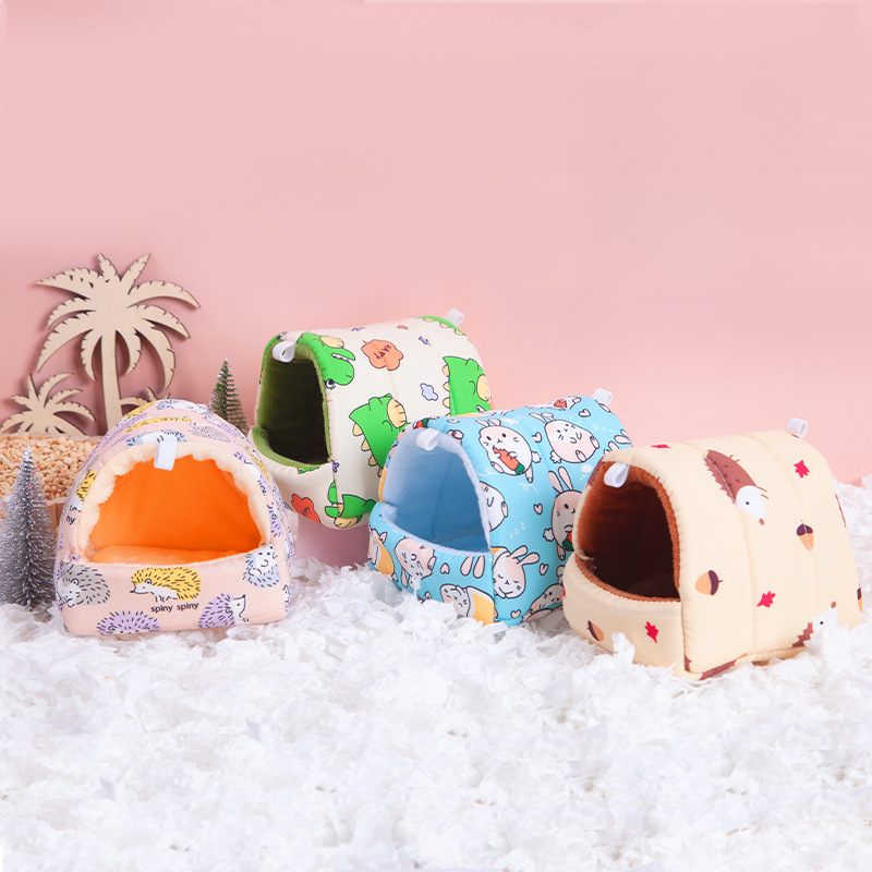 Warm Winter Hamster Nest Cute Cartoon Rabbit Squirrel Mini Cage Guinea Pig Nest Comfortable Small Animal Mice Rat Sleeping Bed