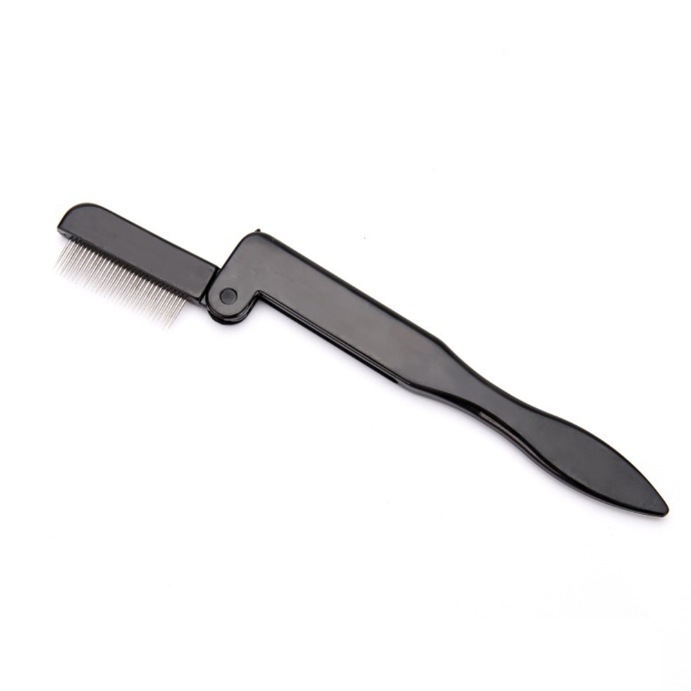 Składane ze stali nierdzewnej grzebień robić brwi brwi pędzel uroda narzędzia robić makijażu składane pędzle makijaż narzędzie łatwe w użyciu kobiety miłość: czarny